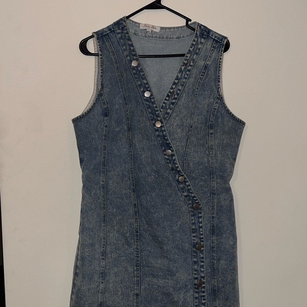 Denim Sleeveless Button-Up Dress